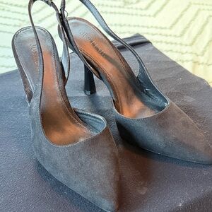 JustFab Black Suede Slingback Heels